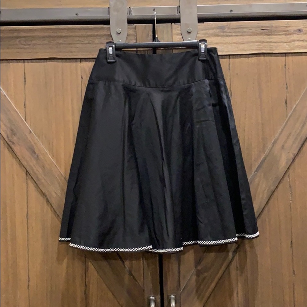 WHBM black skirt with white embroidery at hem, 2